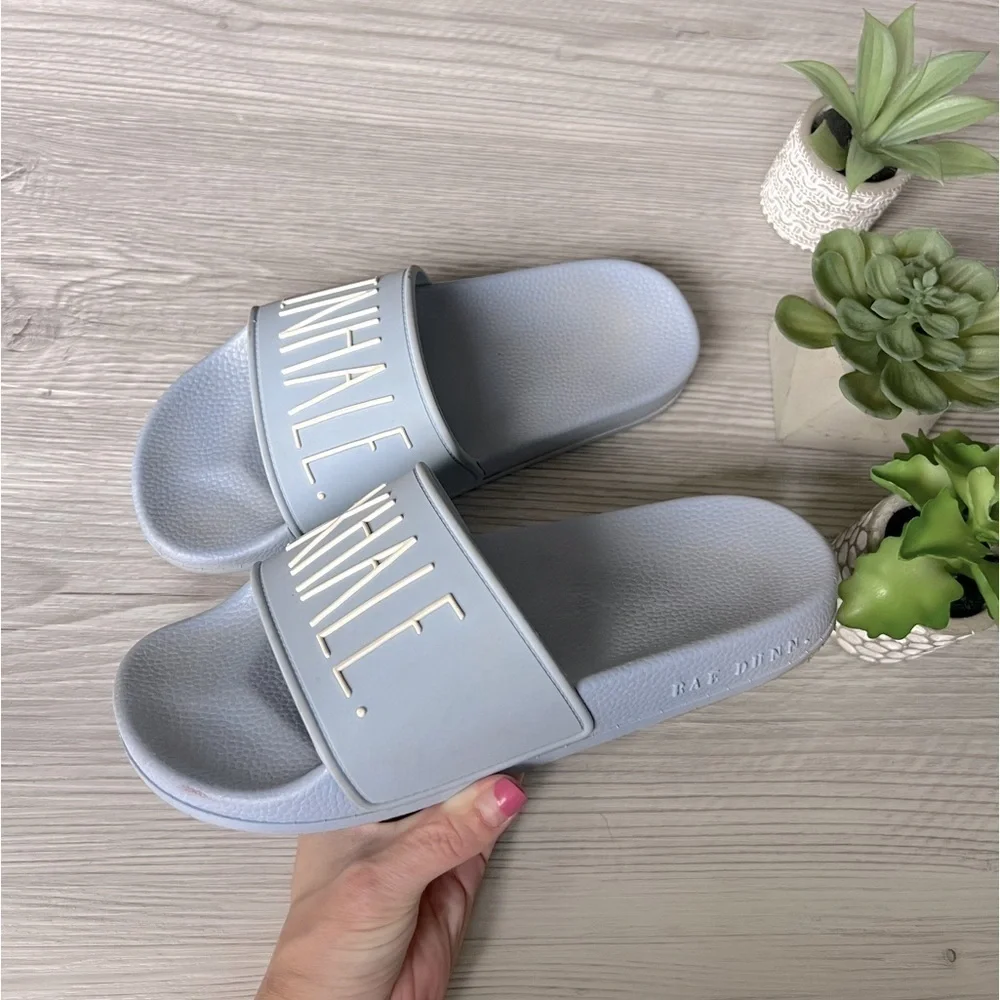 RAE DUNN inhale exhale slide sandals size 7